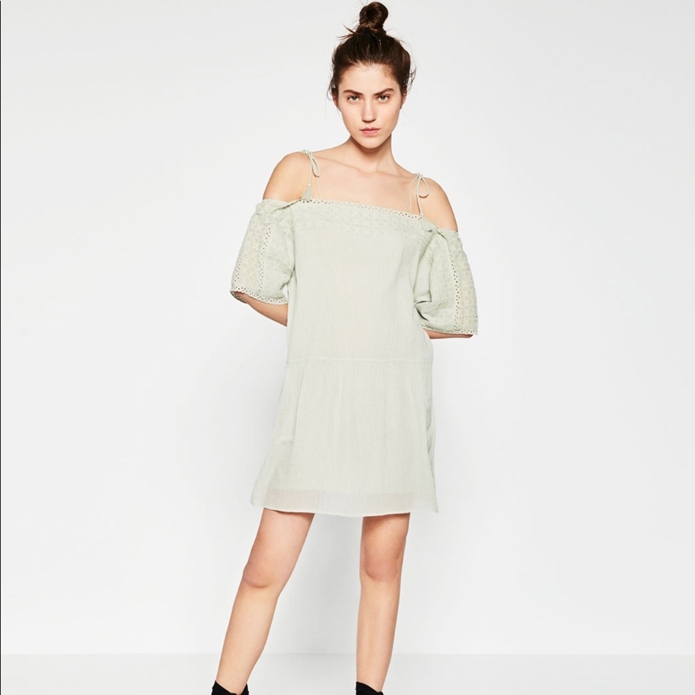 ZARA off the shoulder embroidered dress